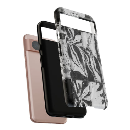 Monochrome Tile Floral Tough Phone Case