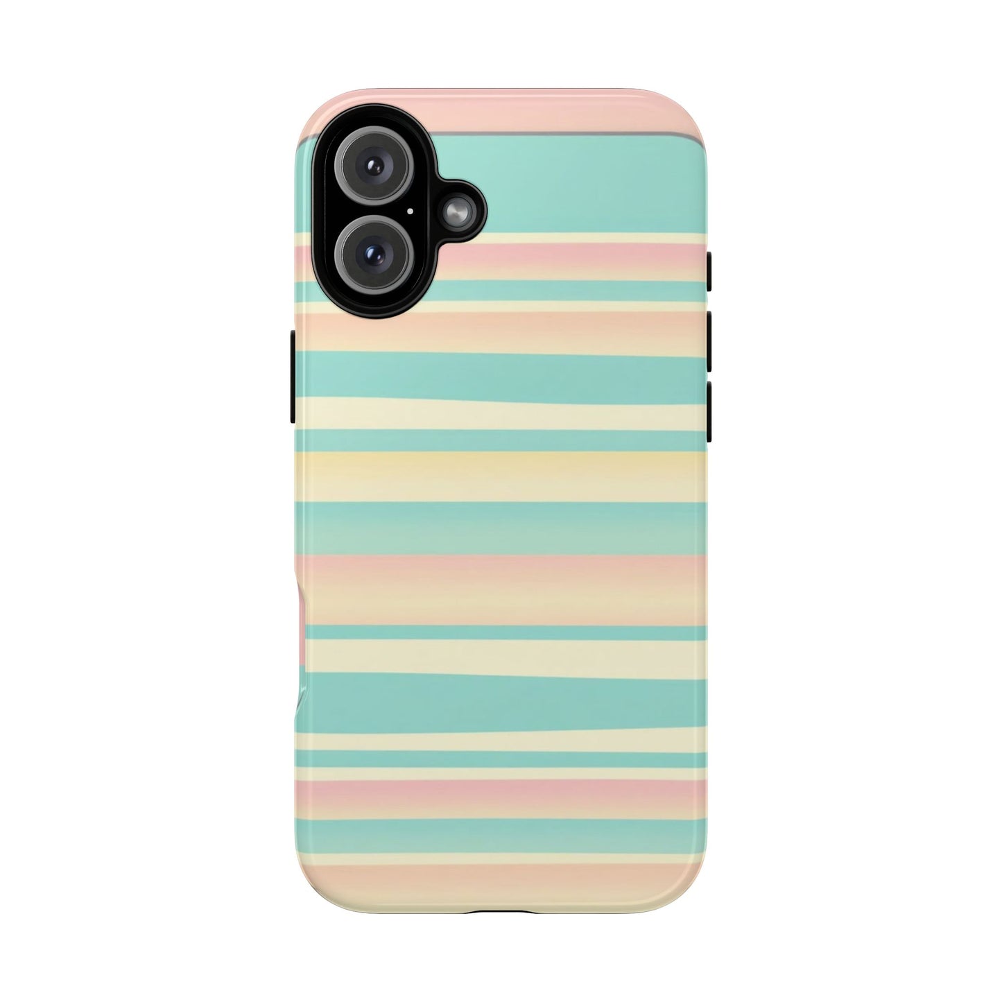 Pastel Striped Tough Phone Case — Mint, Peach & Cream Protective Cover
