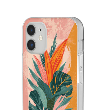 Tropical Botanical Phone Case — Pink & Orange Floral Flexi Case