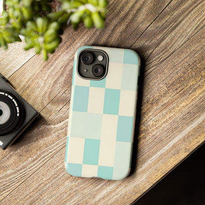 Pastel Checkerboard Tough Case – Mint & Cream Protective Phone Cover