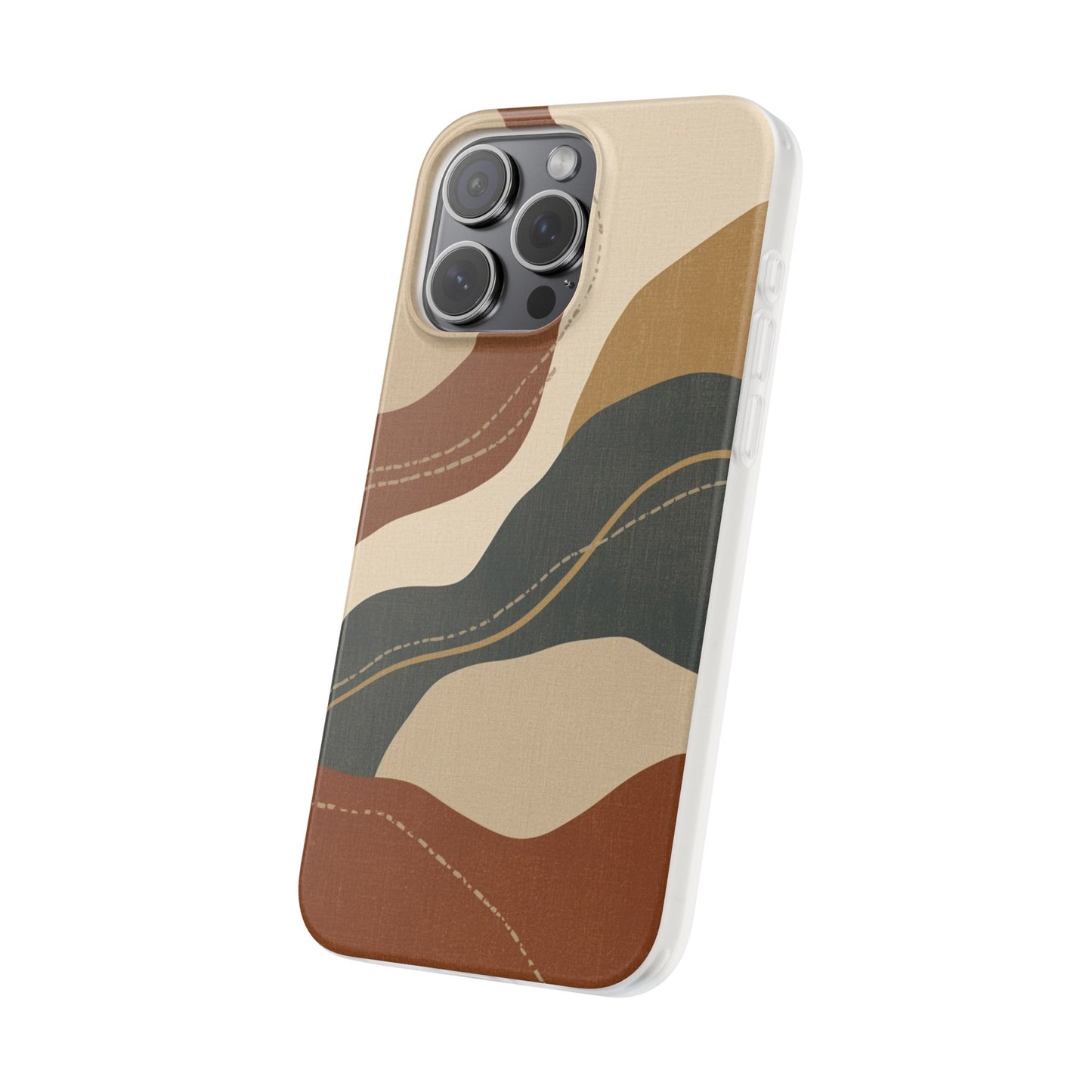 Abstract Earth Tone Phone Case — Boho Wavy Flexi Case