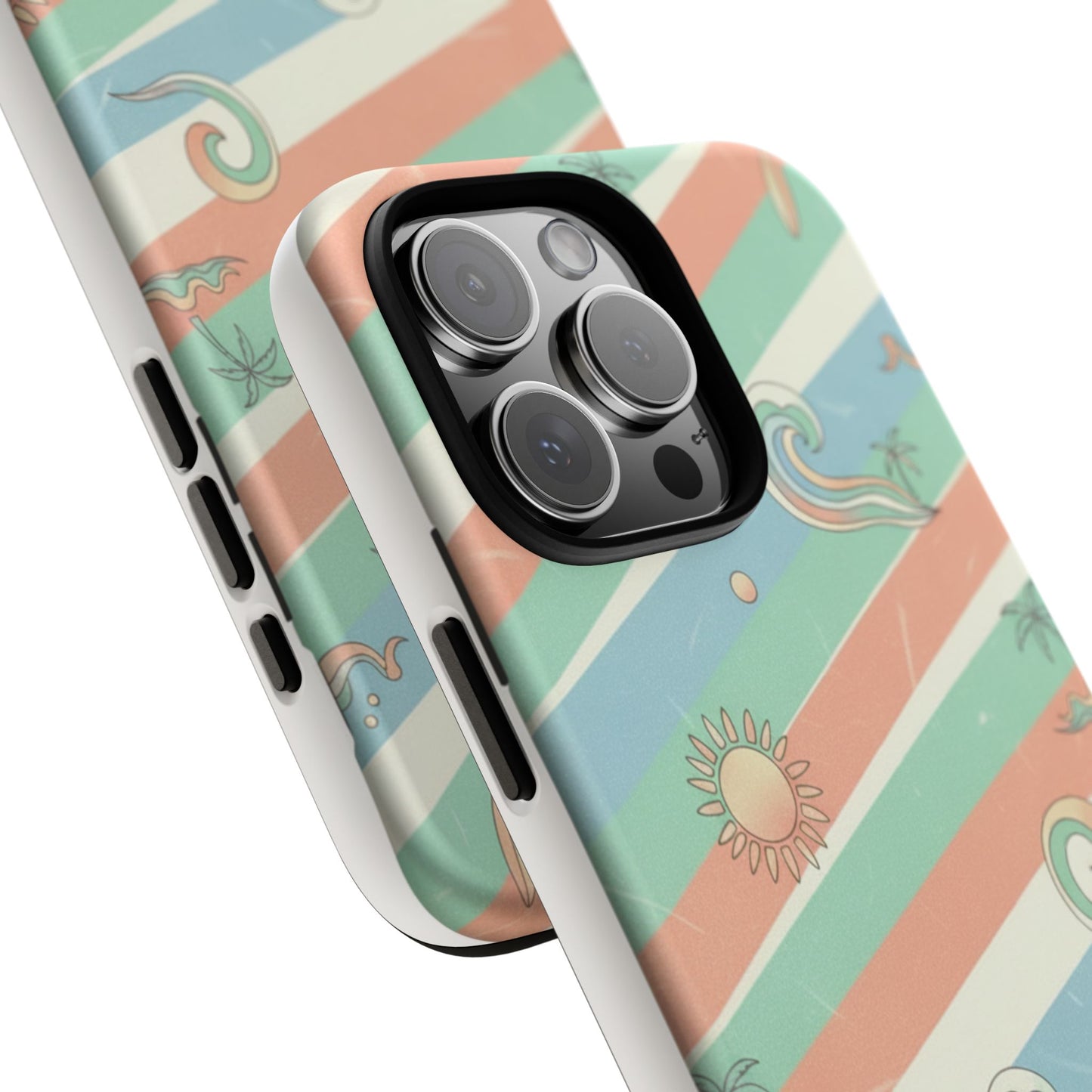Surf Stripe Tough Phone Case — Retro Beach Waves Pattern