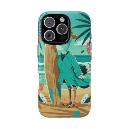 Phone Case — Retro Dressed Seagull Surfing Beach Illustration