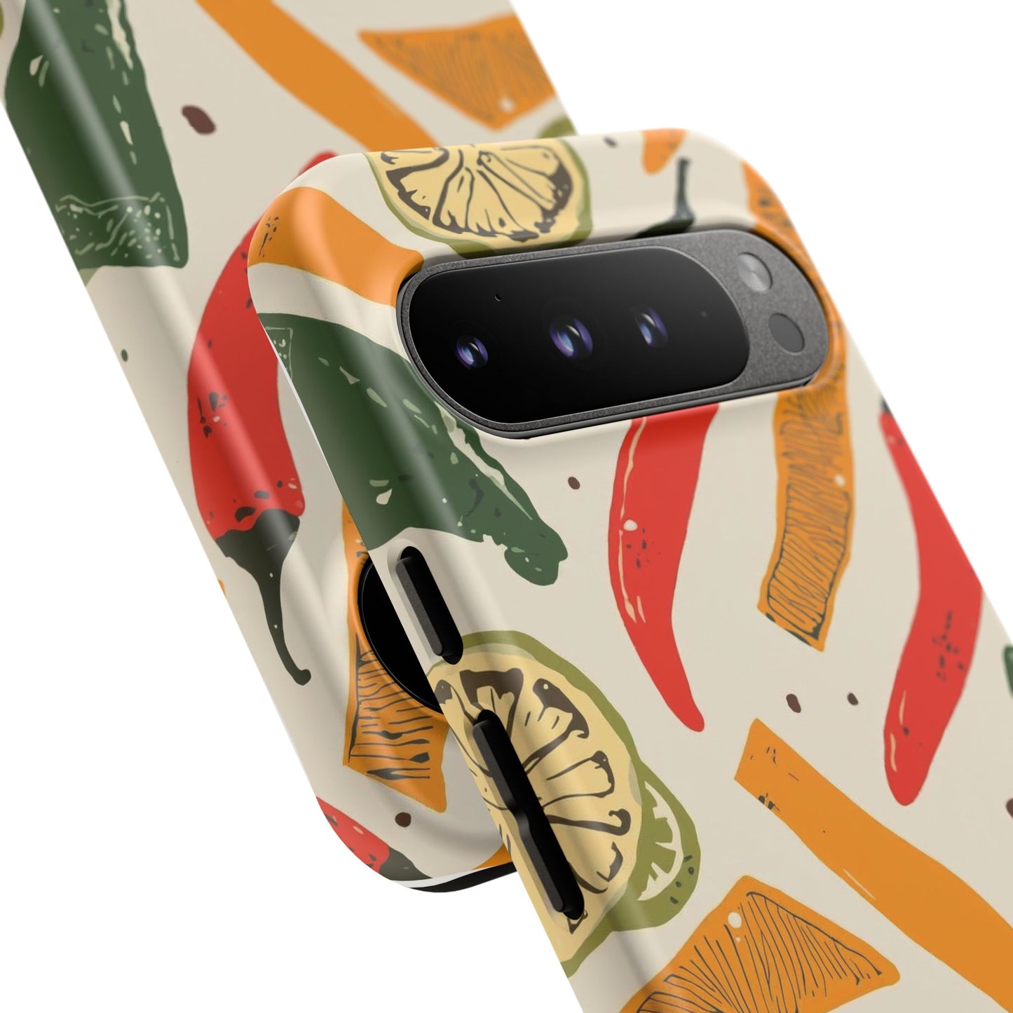 Spicy Peppers Phone Case – Colorful Chili, Lime & Citrus Pattern