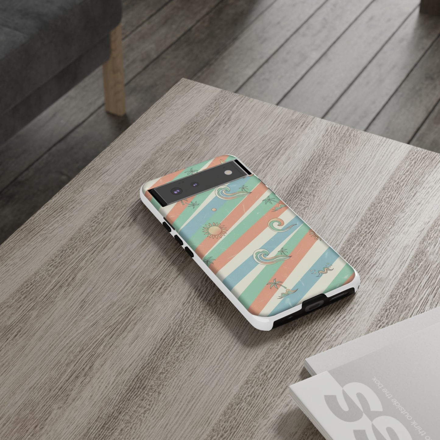 Surf Stripe Tough Phone Case — Retro Beach Waves Pattern