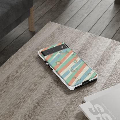 Surf Stripe Tough Phone Case — Retro Beach Waves Pattern