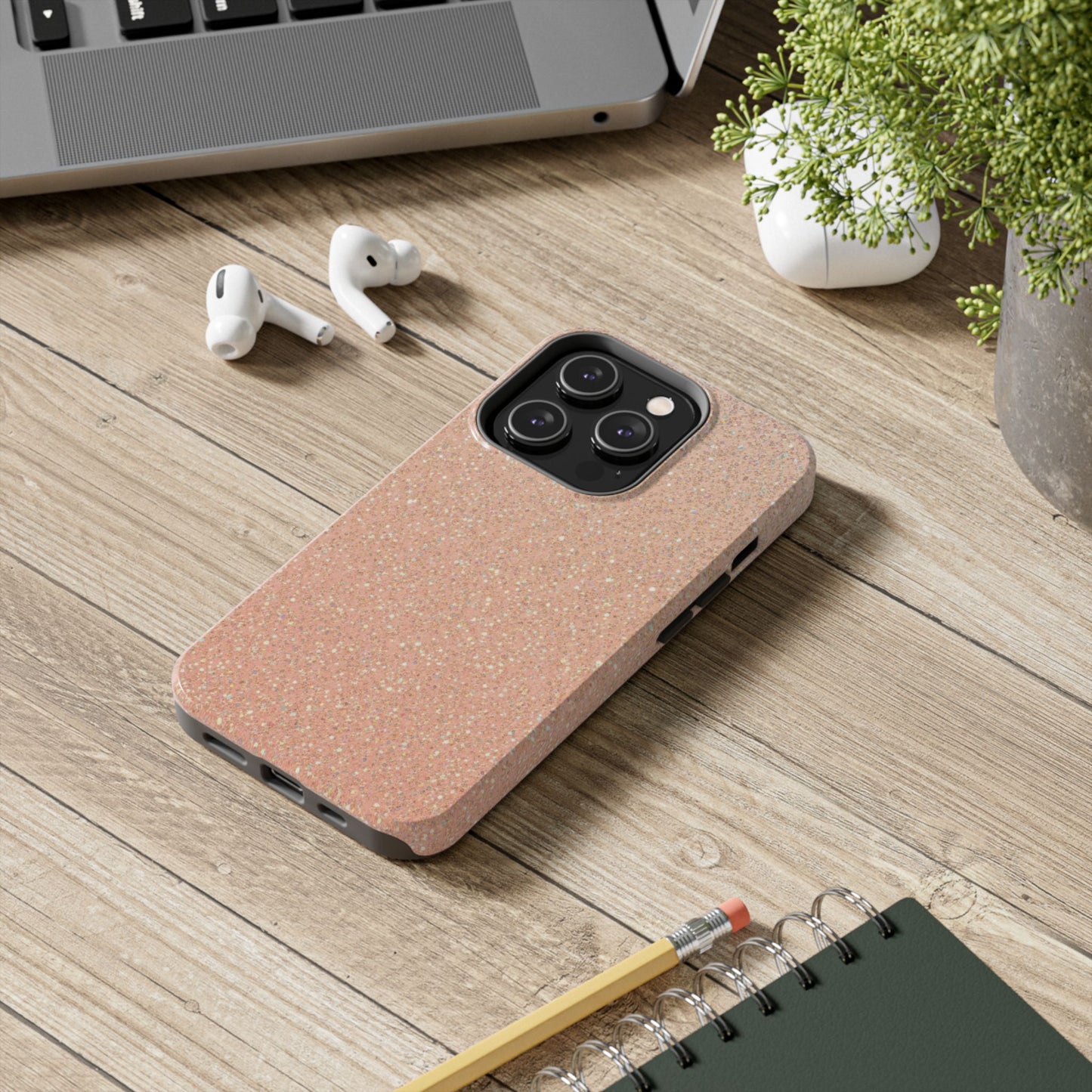 Glitter Rose Gold Tough Phone Case — Sparkling Protective iPhone Cover