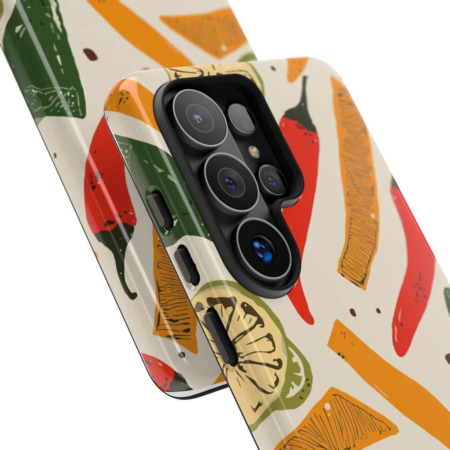 Spicy Peppers Phone Case – Colorful Chili, Lime & Citrus Pattern