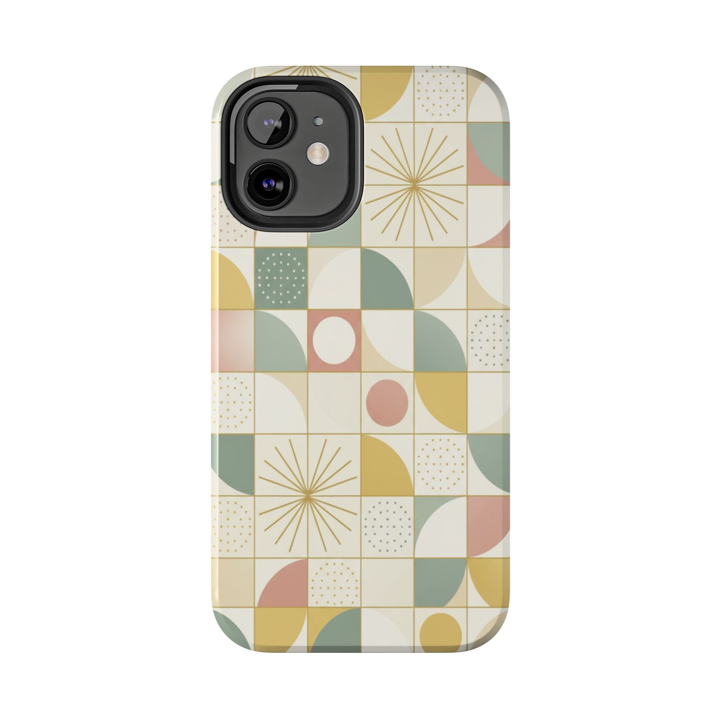 Retro Geometric Tough Phone Case — Pastel Midcentury Pattern