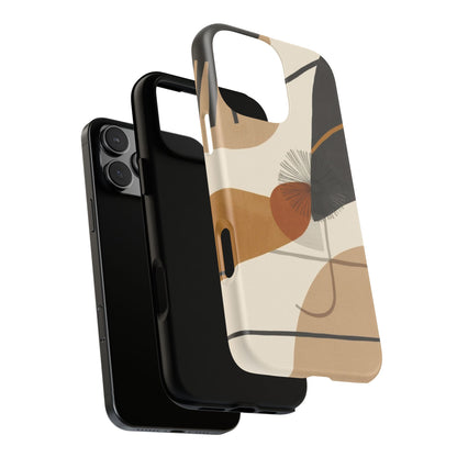 Abstract Earth Tone Phone Case — Mid-Century Minimalist Tough Case