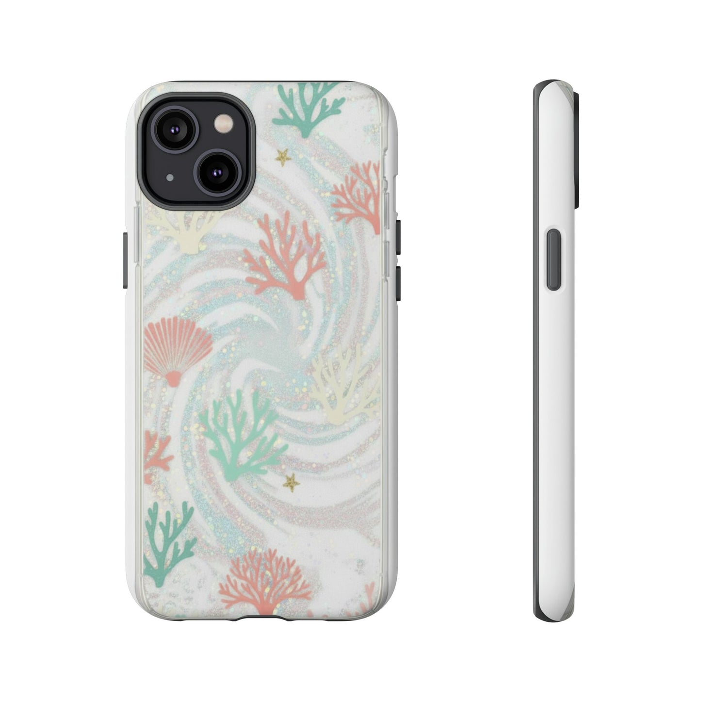Seafoam Coral Tough Phone Case - Pastel Ocean Wave Design