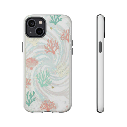 Seafoam Coral Tough Phone Case - Pastel Ocean Wave Design