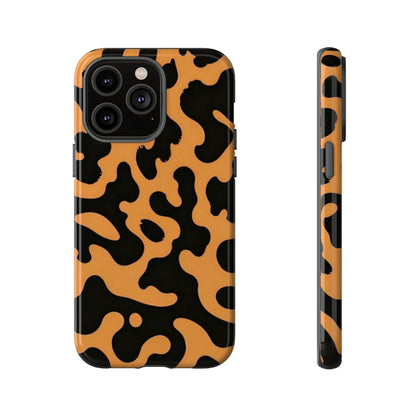 Leopard Print Phone Case — Orange & Black Tough Pattern Protective Cover
