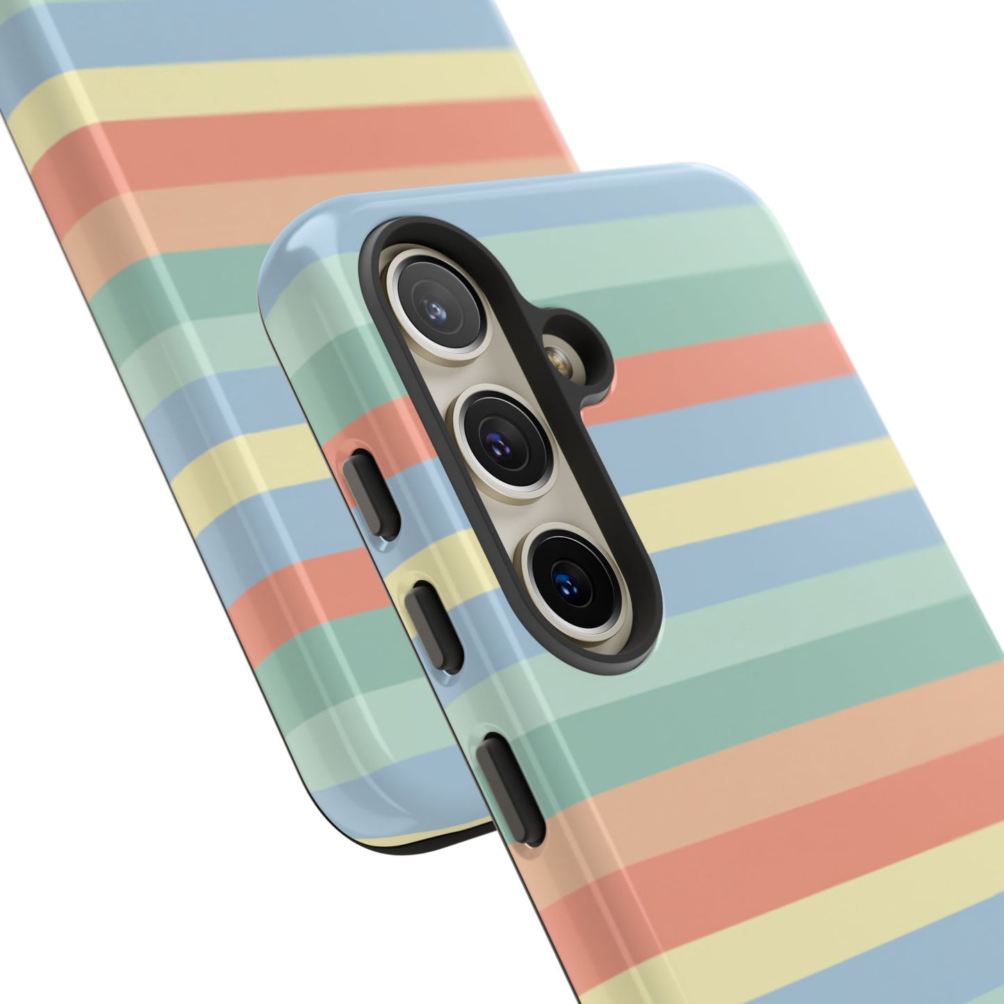 Pastel Striped Phone Case — Retro Horizontal Multi-Color Tough Case