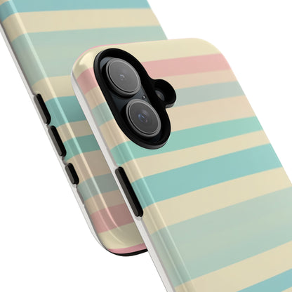 Pastel Striped Tough Phone Case – Protective Retro Rainbow Design