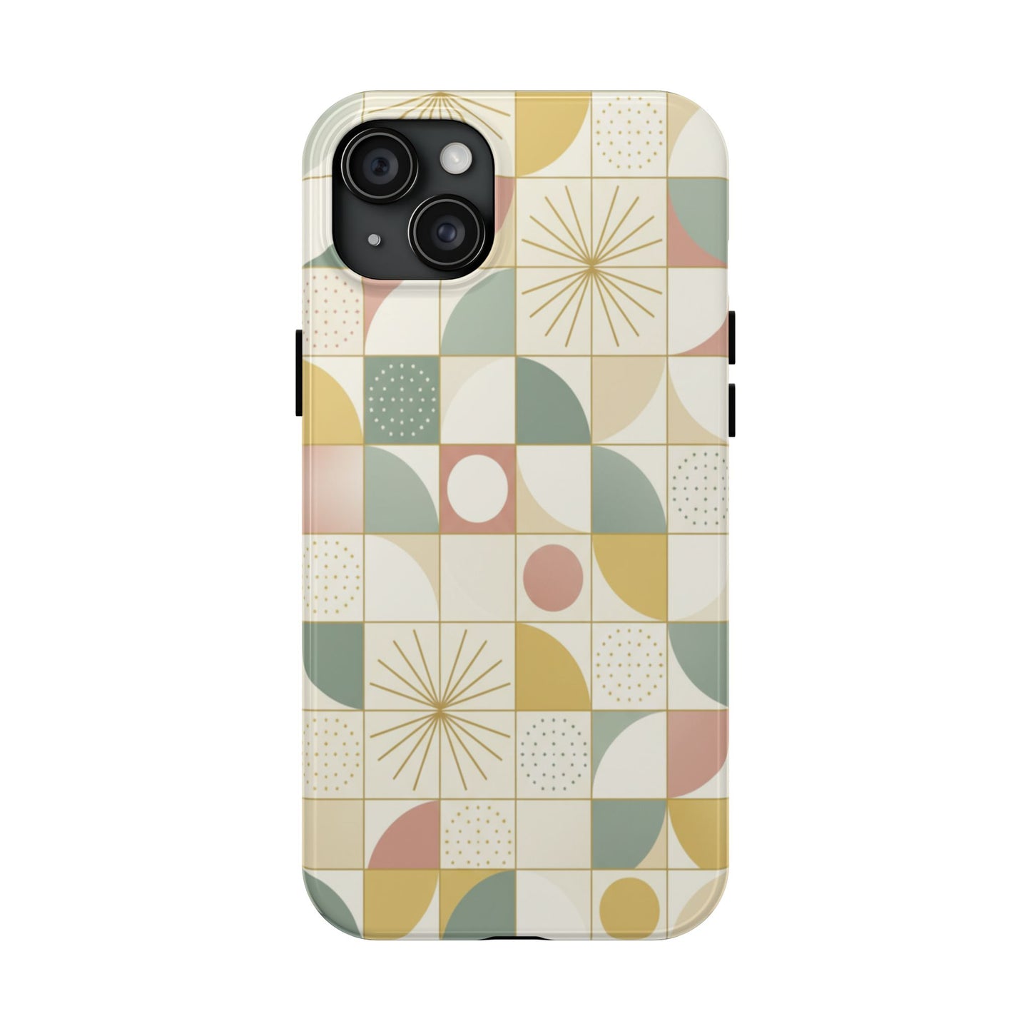 Retro Geometric Tough Phone Case — Pastel Midcentury Pattern
