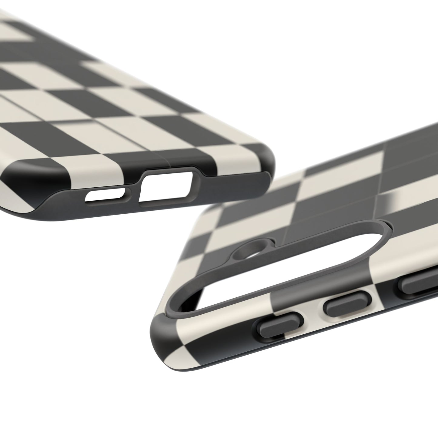 Checkerboard Tough Phone Case — Classic Black & Cream Grid Protective Cover