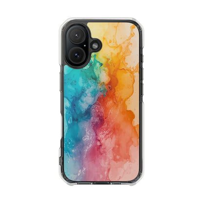 Clear Impact Phone Case — Rainbow Watercolor Splash Magnetic Compatible
