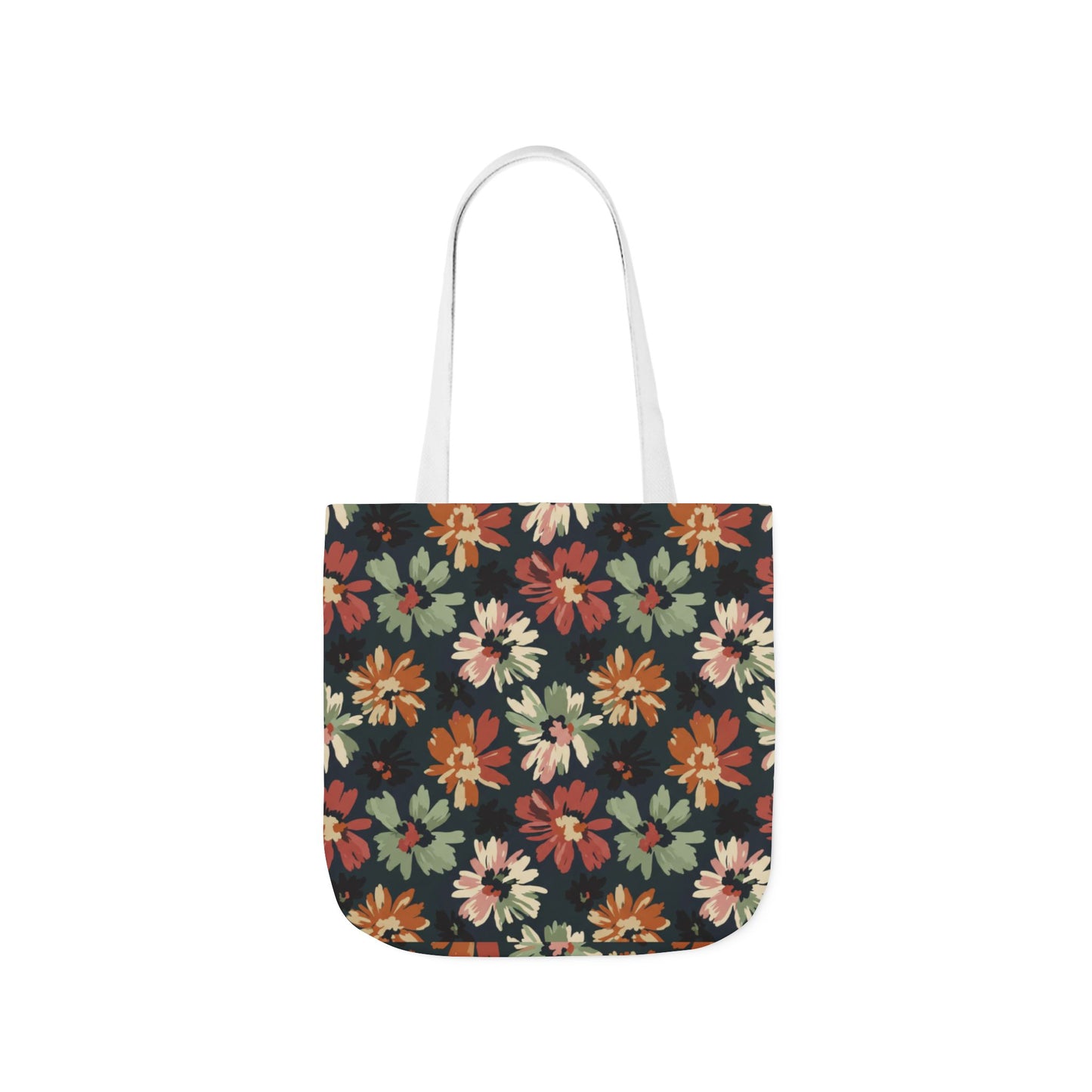Floral Canvas Tote Bag — Vintage Autumn Daisy Print
