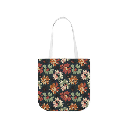 Floral Canvas Tote Bag — Vintage Autumn Daisy Print