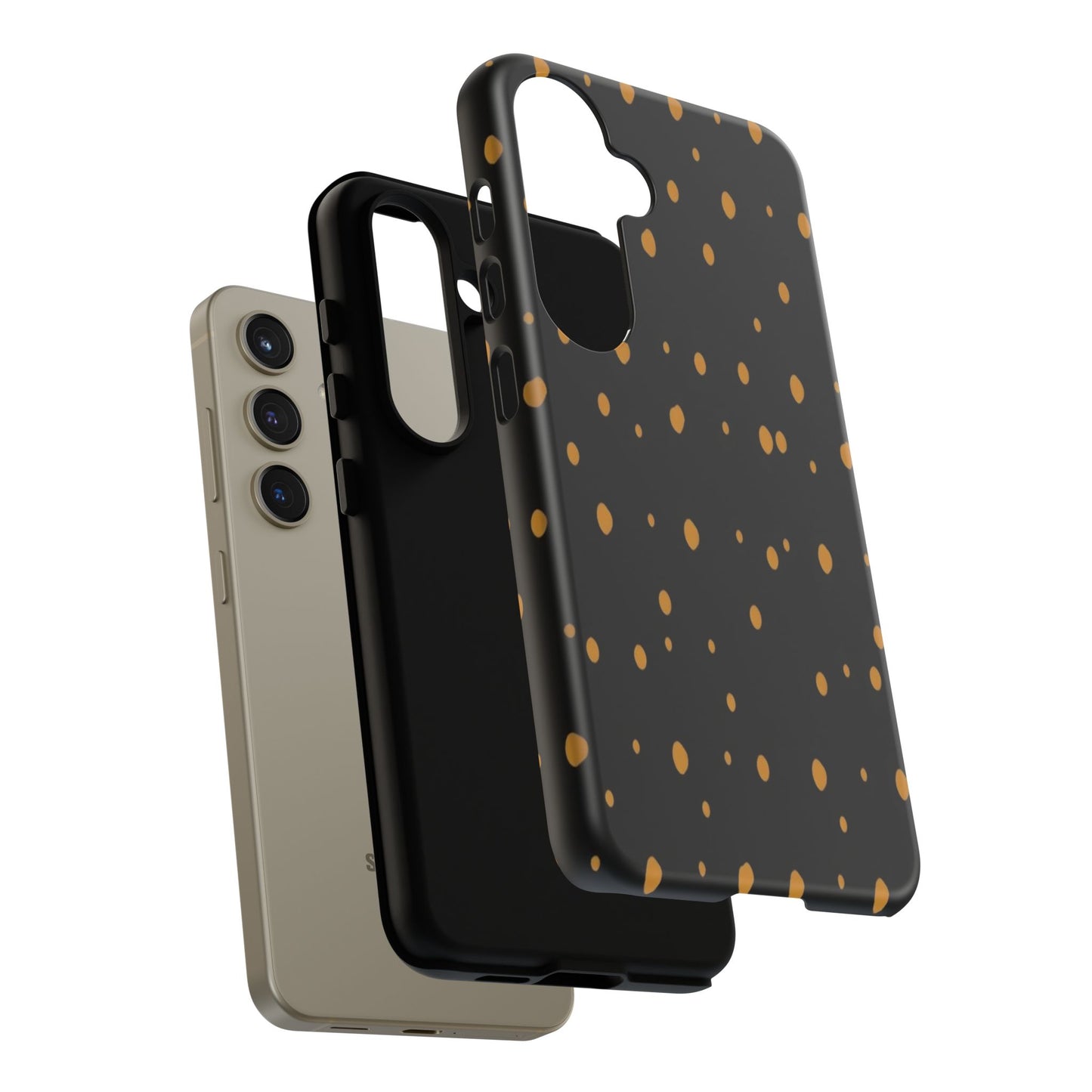 Black & Gold Dot Tough Phone Case — Protective Sparkle Pattern