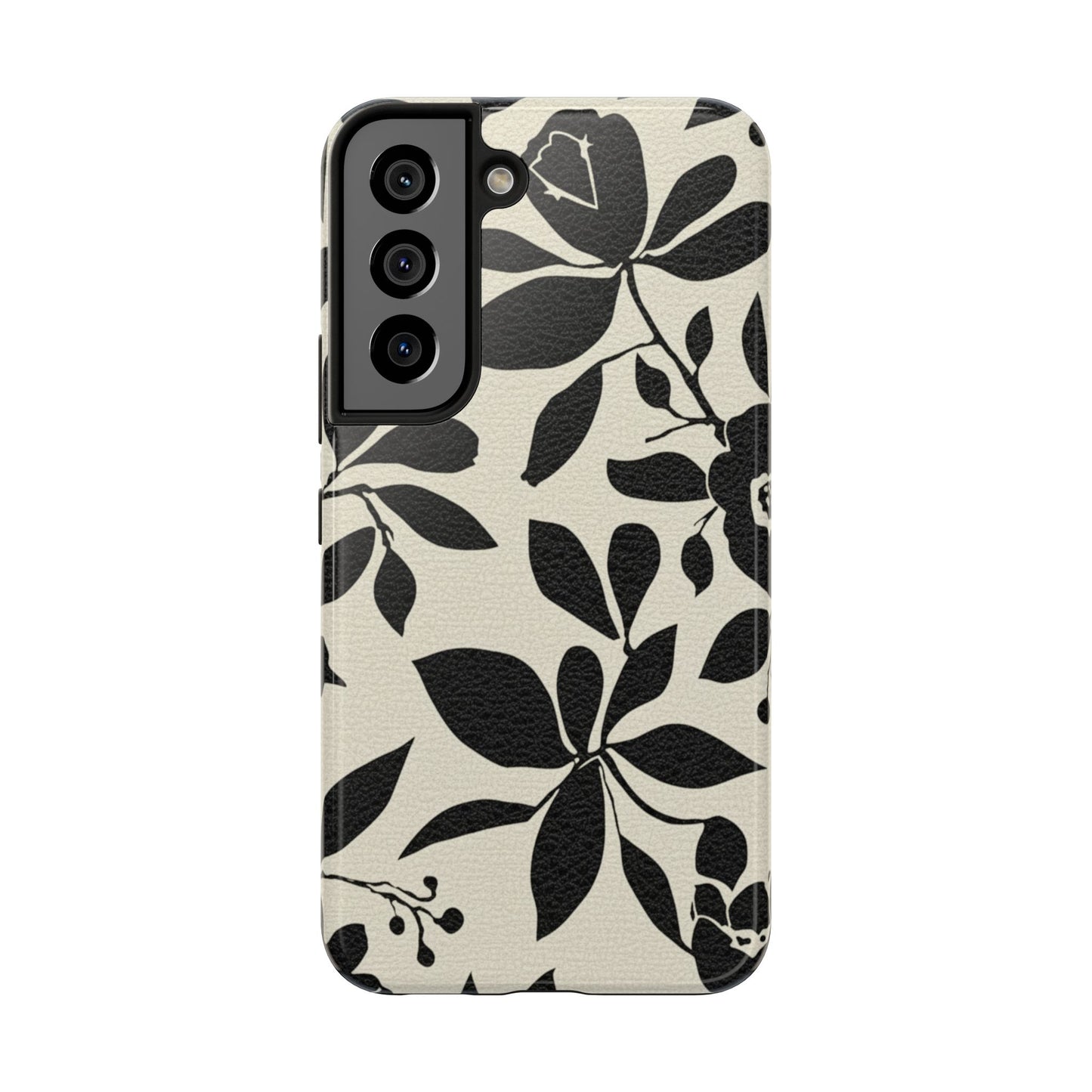 Tough Phone Case — Black Floral Silhouette Protective Cover