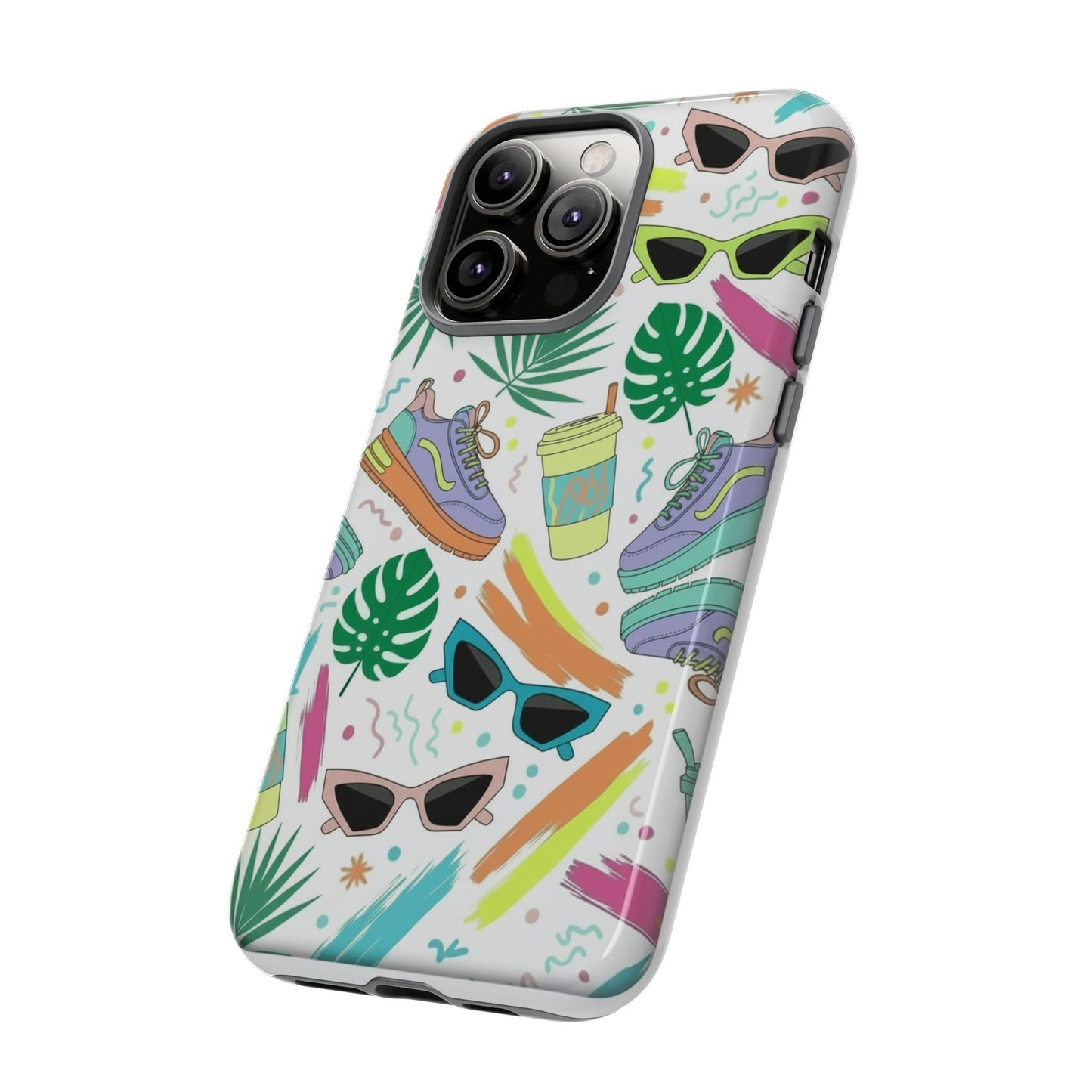Tough Cases — Colorful Retro Sneakers & Sunglasses Phone Case
