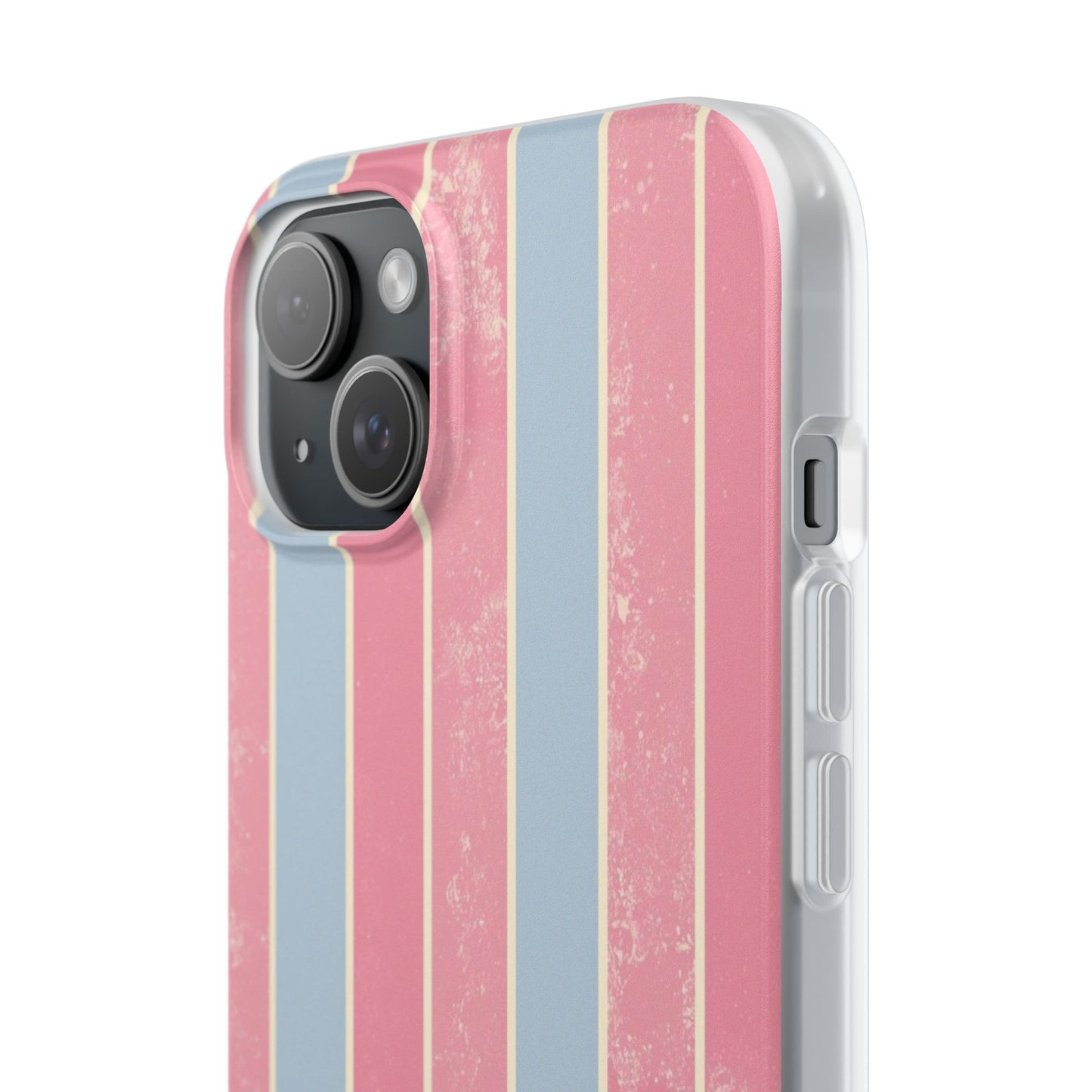 Striped Pink & Blue Phone Case — Retro Pastel Flexi Case