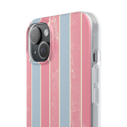 Striped Pink & Blue Phone Case — Retro Pastel Flexi Case
