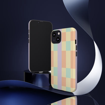 Pastel Checkered Phone Case — Retro Stripe Tough Case