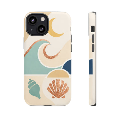 Sea Breeze Tough Phone Case — Retro Waves & Shells Design