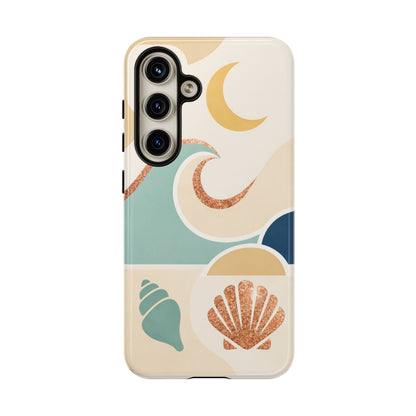 Sea Breeze Tough Phone Case — Retro Waves & Shells Design