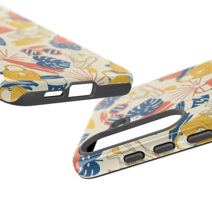 Tough Cases: Retro Summer Pattern Phone Case – Sunglasses, Sneakers & Tropical Leaves