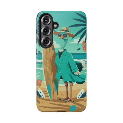 Phone Case — Retro Dressed Seagull Surfing Beach Illustration