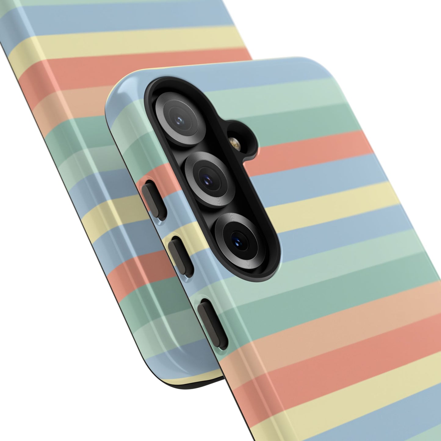 Pastel Striped Phone Case — Retro Horizontal Multi-Color Tough Case