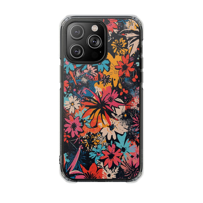 Floral Burst Magnetic Clear Phone Case — Protective Impact-Resistant Design