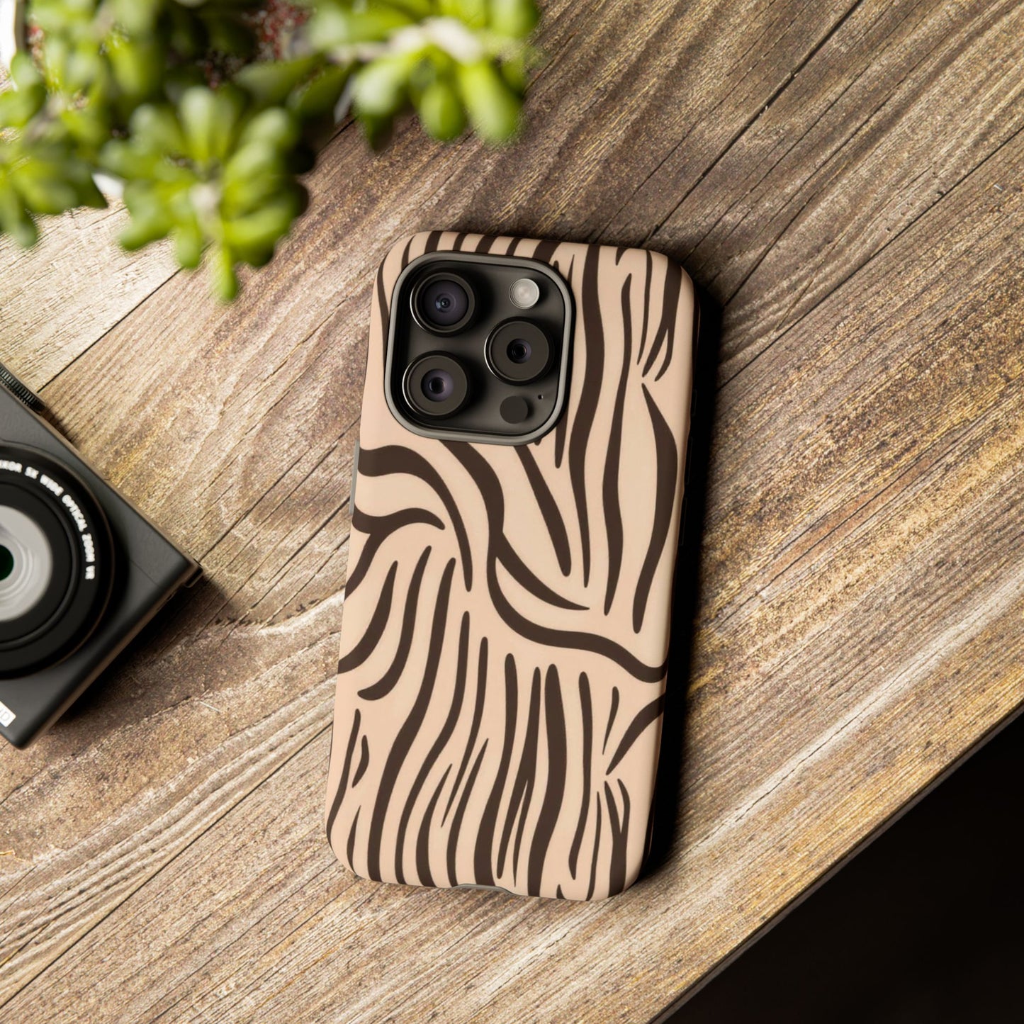 Zebra Stripe Tough Phone Case – Neutral Animal Print Protective Cover