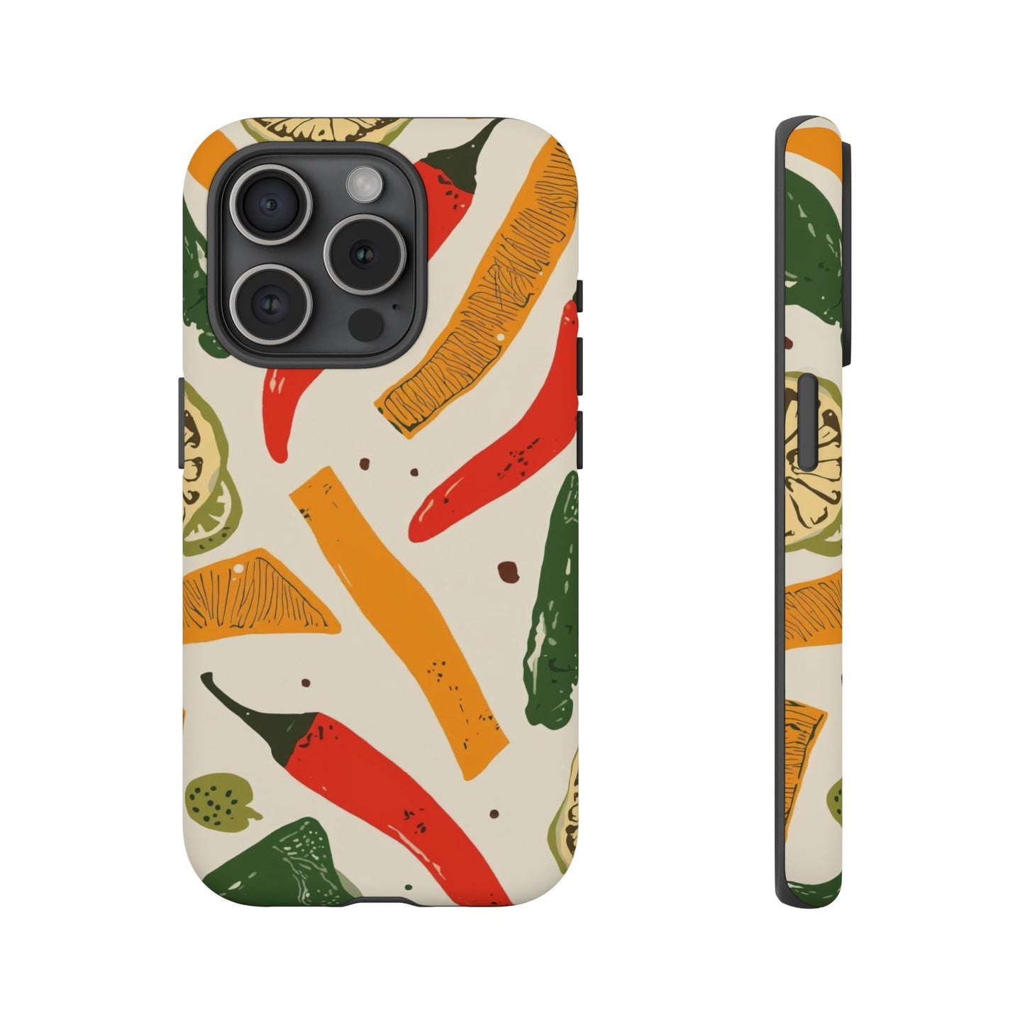 Spicy Peppers Phone Case – Colorful Chili, Lime & Citrus Pattern