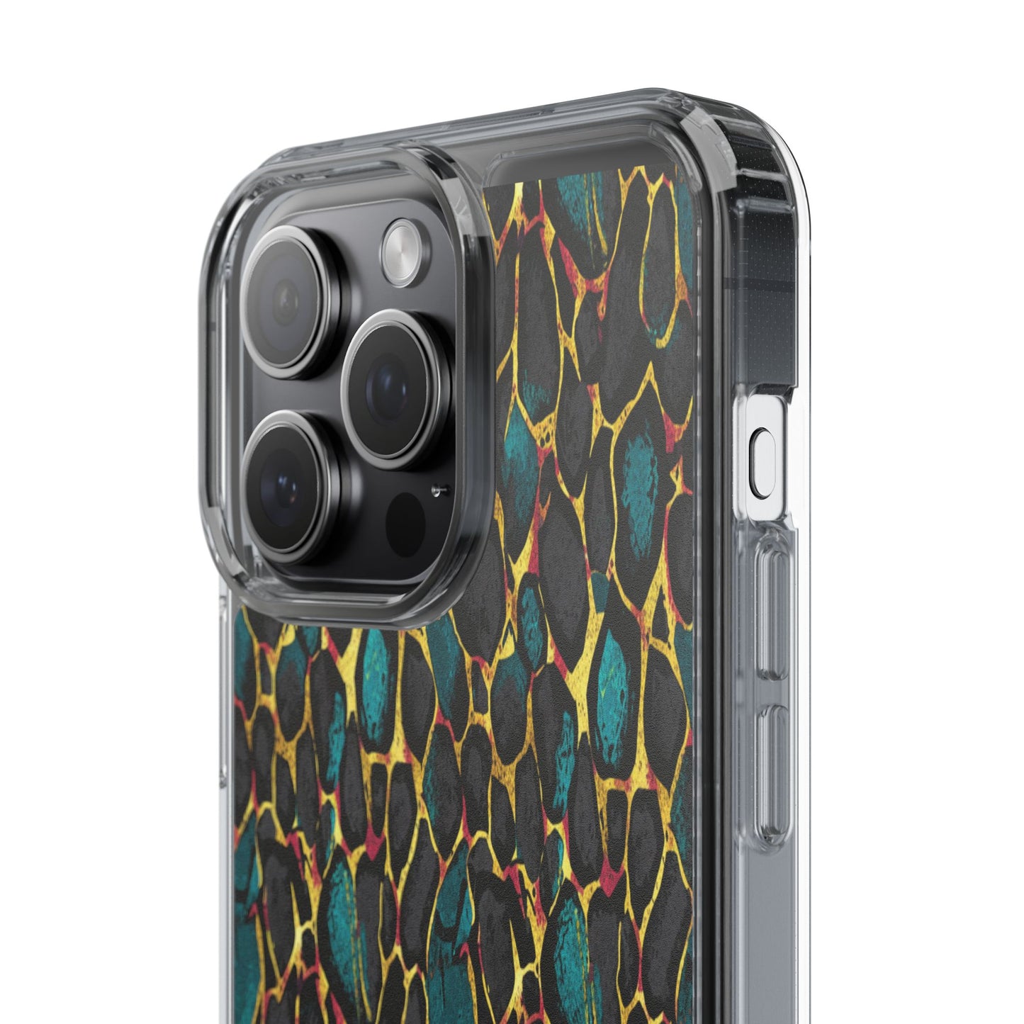 Teal Gold Leopard Clear Phone Case