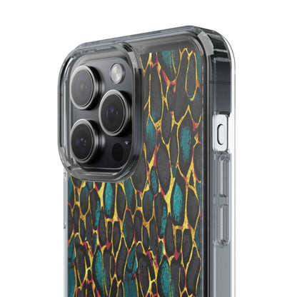 Teal Gold Leopard Clear Phone Case