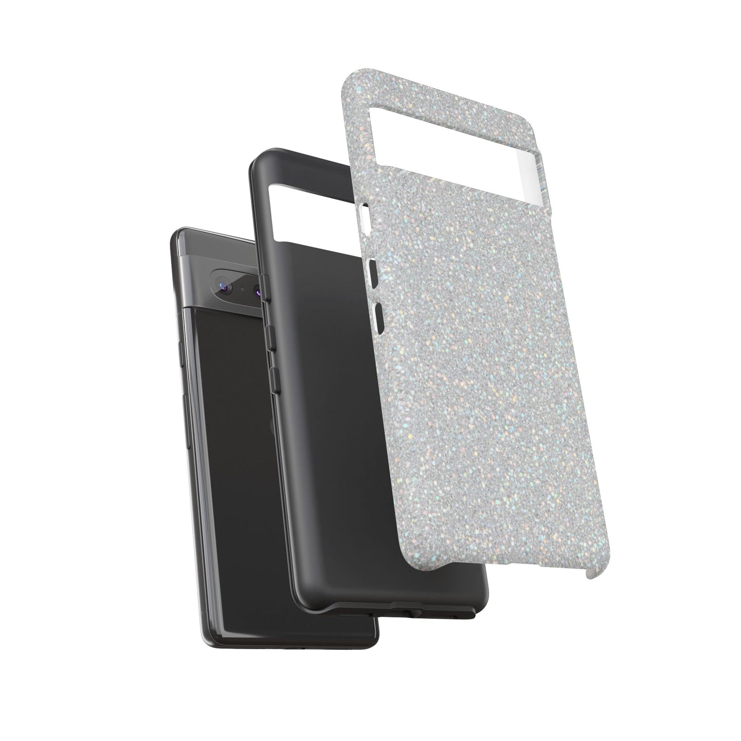 Glitter Silver Tough Phone Case — Sparkling Protective Phone Case