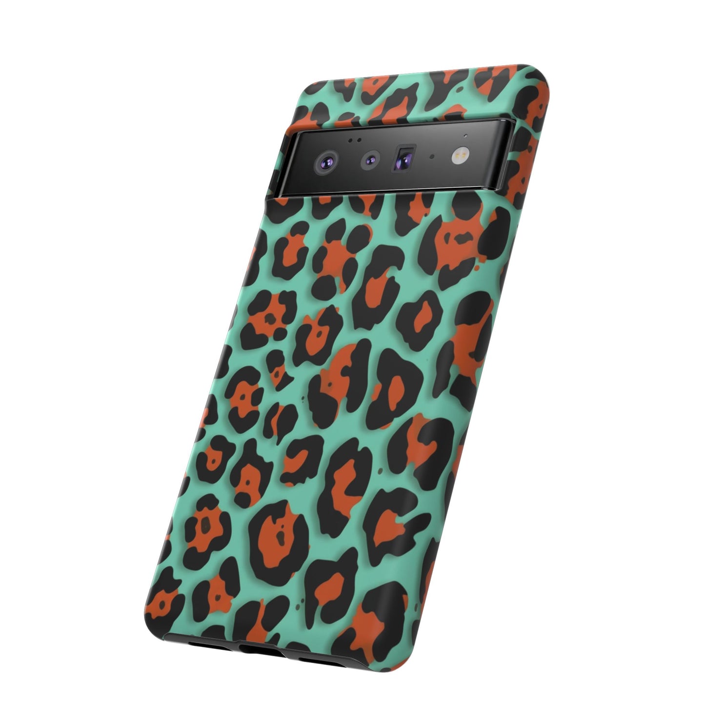 Teal & Rust Leopard Phone Case — Tough Protective Animal Print