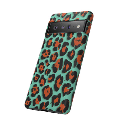 Teal & Rust Leopard Phone Case — Tough Protective Animal Print