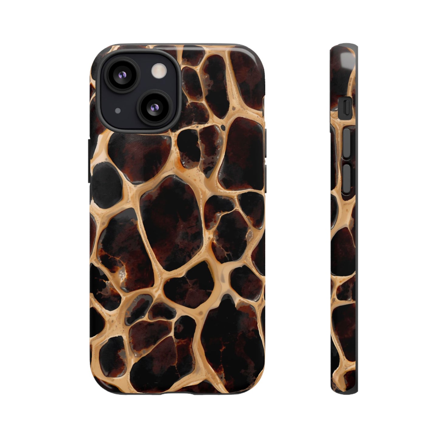 Phone Case — Brown Leather Dot Texture Rugged Protective Cover