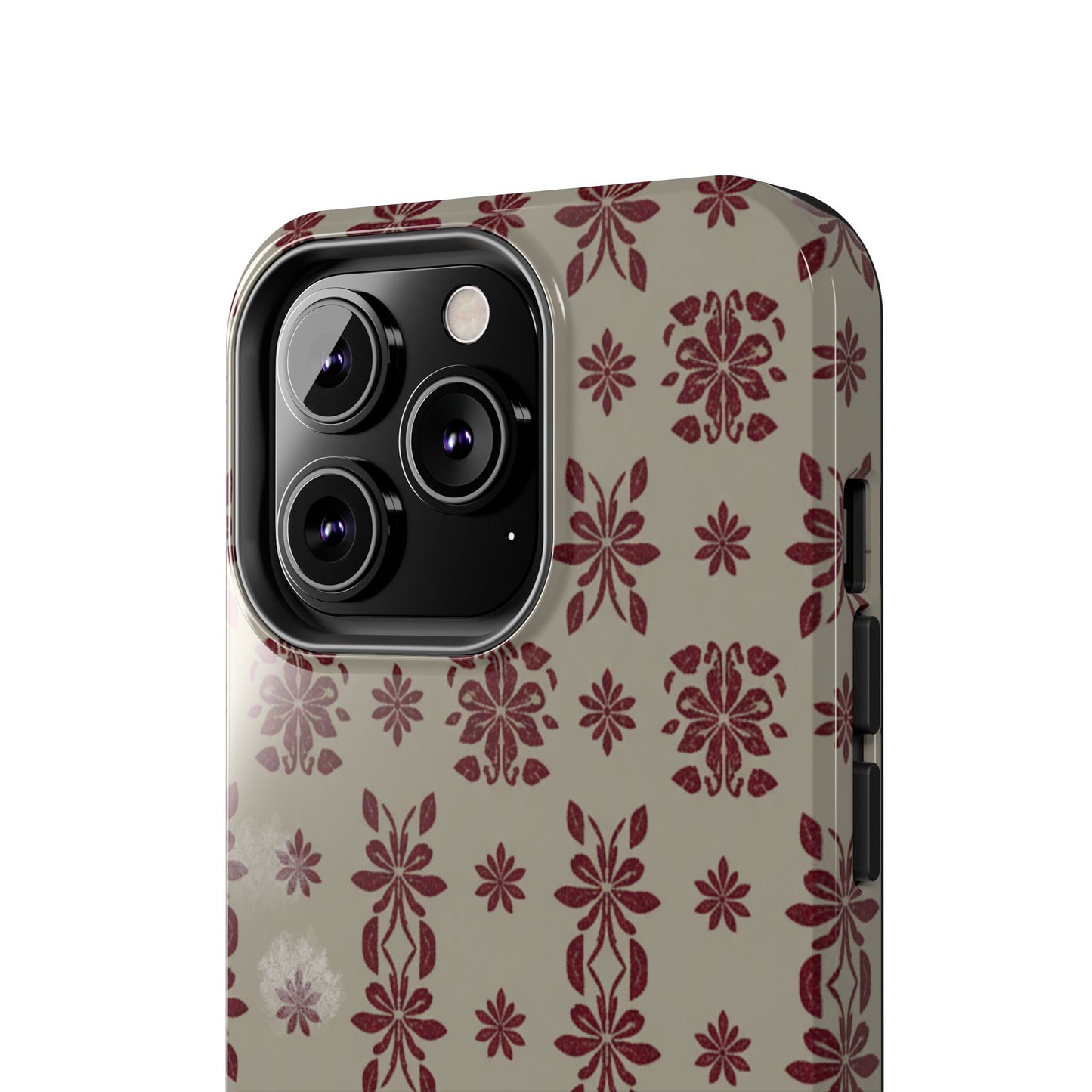 Tough Phone Case — Vintage Red Floral Pattern Protective Cover