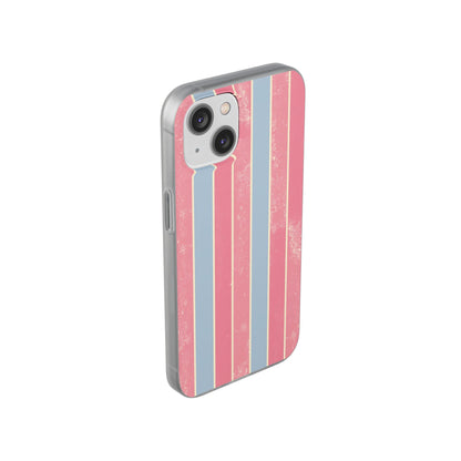 Striped Pink & Blue Phone Case — Retro Pastel Flexi Case