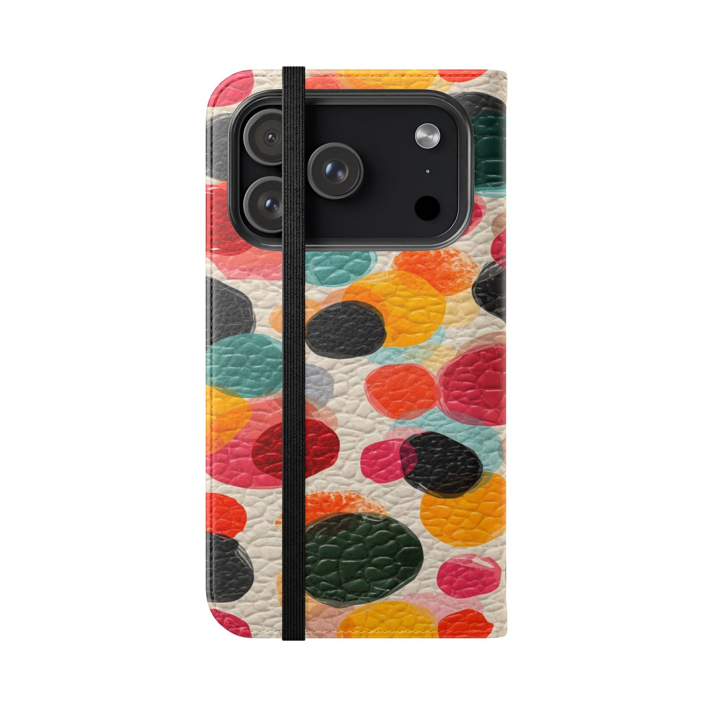 Colorful Confetti Dot Flip Phone Case — Retro Polka Wallet Cover