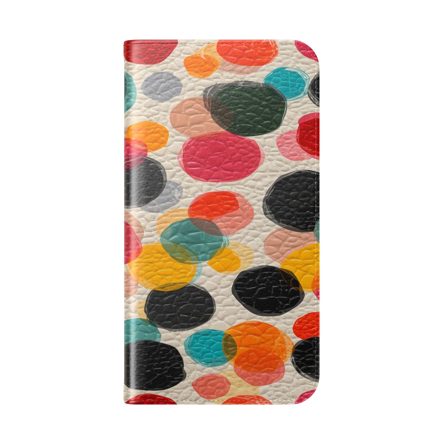 Colorful Confetti Dot Flip Phone Case — Retro Polka Wallet Cover