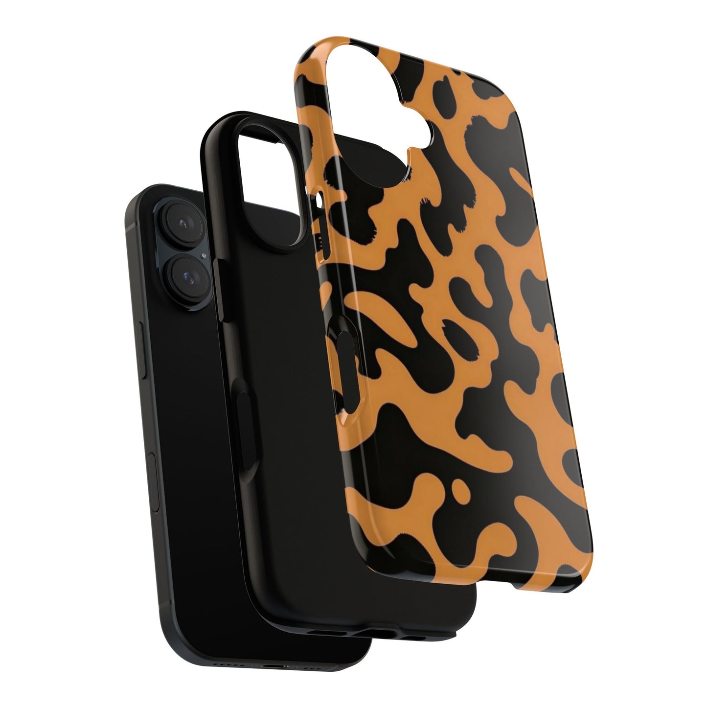 Leopard Print Phone Case — Orange & Black Tough Pattern Protective Cover