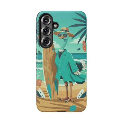 Phone Case — Retro Dressed Seagull Surfing Beach Illustration